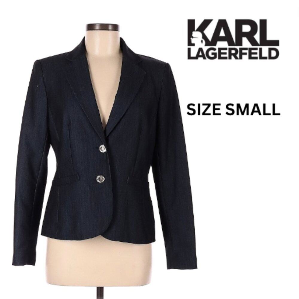 Karl Lagerfeld women's dark blue denim look alike fabric - Blazer Size SMALL